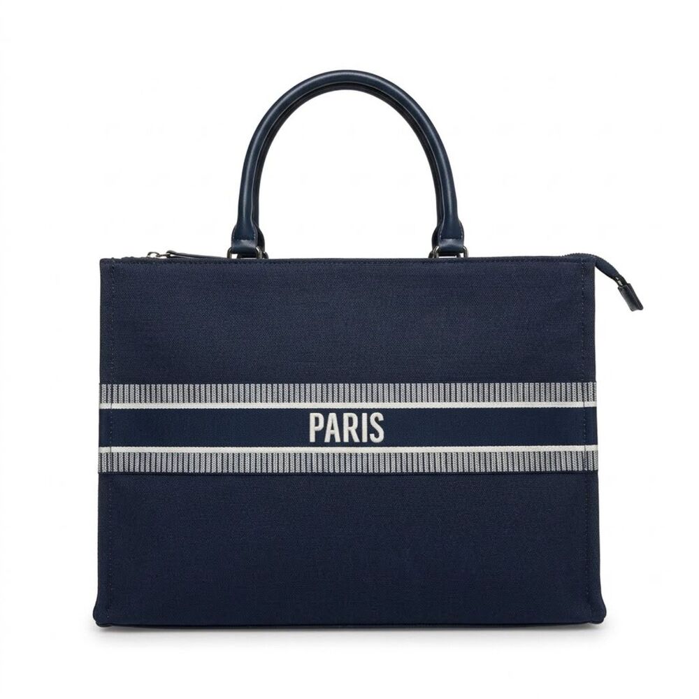 Steven Madden Bknoxx Leisure Navy Blue Multi Tote Handbag Purse 11 x 14 x 5.5 in